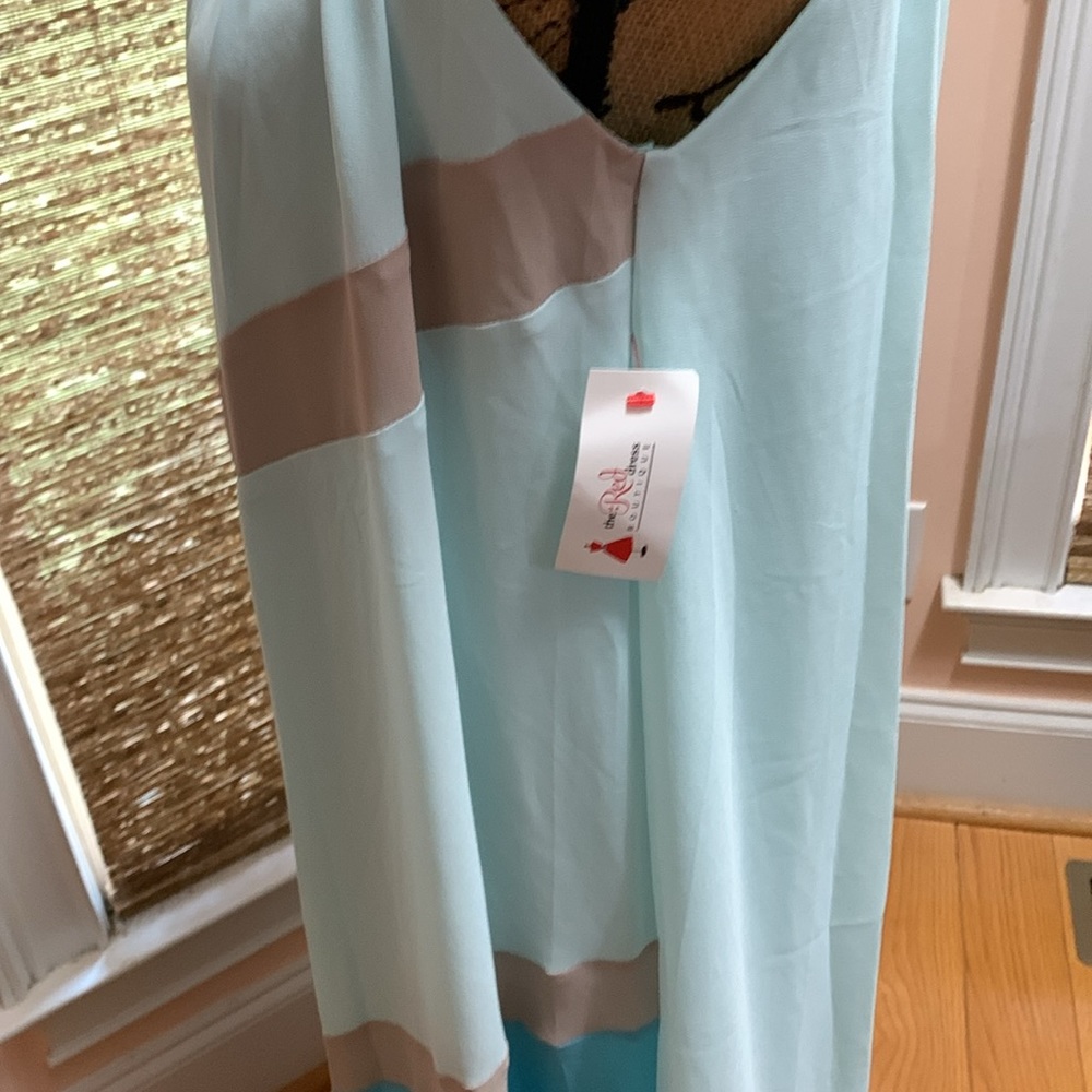 She + Sky Blue Turquoise White Halter Maxi Dress Size M NWT - Picture 6 of 10